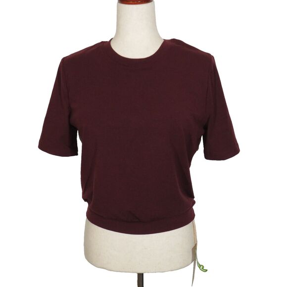 OGL Lyocell Wool Blend Crewneck Banded Hem Brami Top Ruby Berry Size Medium - Picture 2 of 9